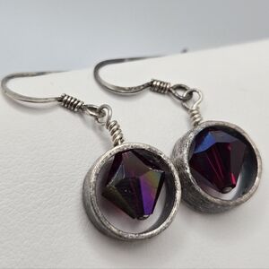 Handcrafted 925 Sterling Silver Garnet Red Onyx Gemstone Drop Earrings